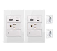 Fafeicy Presa A Muro USB, Presa di Corrente da 15 A con Porta USB C e Ricarica Rapida da 2,4 A, Antimanomissione con Protezione da Sovraccarico, Materiale PC Ignifugo, (Spina degli Stati Uniti)