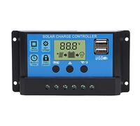 Fafeicy Regolatore di Carica Solare PWM, Microchip Industriale con Display LCD, Doppia Protezione Mos 12V/24V per Applicazioni Solari off-Grid (10A)