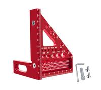 Fafeicy Righello di Misurazione Multiangolo in Lega di Alluminio, Bilancia Imperiale a 3 Lati con Puntina da Disegno Regolabile per 22,5 30 45 60 67,5 75 Gradi, per Ingegnere Falegname (rosso)