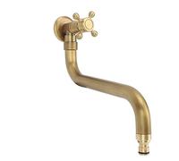 Fafeicy Rubinetto per Lavabo con Montaggio a Parete Rubinetto Singolo per Acqua Fredda in Rame Antico Antigelo Resistente Alla Corrosione per Lavabo da con Tubo Dell'acqua Prolungato