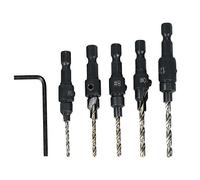 Fafeicy Set di 5 Punte per Svasatore HSS, Punte Coniche per Trapano Conico in Acciaio Al Carbonio con Gambo Esagonale da 1/4 di Pollice per Progetti di Lavorazione del Legno