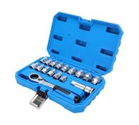 Fafeicy Set di Chiavi a Cricchetto Passanti da 17 Pezzi, Set di Chiavi a Cricchetto Lunghe Metriche da 3/8 Pollici 1/2 con Impugnatura a Reversibile da 72 Denti per Aste