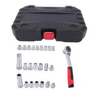 Fafeicy Set di Cricchetti e Bussole Passanti, 17 Pezzi 10 24 Mm Bussola Scanalata a 12 Punti Chiave a Cricchetto Reversibile da 72 Denti con Adattatore da 1/2 3/8 Pollici per Serrare