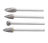 Fafeicy Set di Lime Rotative, 4 Pezzi in Carburo di Tungsteno con Gambo | Utensile per scanalatura e smussatura per sbavatura, design a doppio taglio, per acciaio fuso in lega inossidabile,