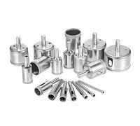 Fafeicy Set di Seghe Tazza Diamantate, 18 Pezzi per Piastrelle in | Acciaio Al Carbonio Industriale, Rivestimento Nichelato, Foratura a Secco e a Umido, per Vetro Granito Marmo