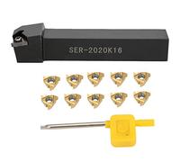 Fafeicy Set di utensili per tornitura con supporto per barra alesatrice per filettatura tornio CNC, 10 pezzi 16ER Inserto per lama AG60 + SER2020K16 Portautensile per tornitura CNC SER2020K16 Barra