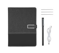 Fafeicy Smart Pen e Sincronizzazione del Display Carta A5 con Blocco Note con Sincronizzazione della Scrittura in Tempo Reale, Riproduzione, Cancellazione della Memoria Offline, (BLACK)