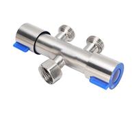 Fafeicy Splitter per Tubi da Giardino, 304 Acciaio Inossidabile 1 Ingresso 2 Uscita G1/2 Splitter Rubinetto da Esterno per Droghe per L'irrigazione del Giardino da moto.