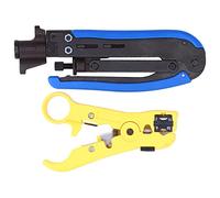 Fafeicy Strumento Combinato per Pinze da Spremere Pinze per Crimpare Spelafili Cavi Coassiali Strisce con Testa a Vite Regolabili RG59 RG6 RG11 UTP STP Telefonica Piatta Taglia Cavi da