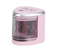 Fafeicy Temperamatite Elettrico Automatico 2 Fori, a Batteria per Matite da 6-8mm e 9-12mm, Contenitore Rimovibile con Coperchio di Sicurezza per Casa Scuola Ufficio (PINK)