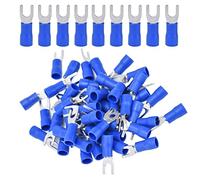 Fafeicy Terminale Fork 50pcs Isolato 14-12awg Connector Crimp Connector Set Kit Equipaggiamento Sv3.5 a 4 Blue Copper PVC 19A Currente Massima