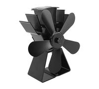 Fafeicy Ventilatore per Stufa a Calore 5 Pale, Motore Silenzioso con Termometro Magnetico per Stufe a Legna Pellet Camino, Circola Aria Calda Eco Friendly Non Elettrico (BLACK)