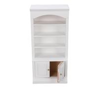 Fafeims 1:12 Scala un Armadietto delle Bambole, Libreria in Miniatura a 4 Livelli con Porte Bianche per Mobili per la Casa delle Bambole e Accessori per il Display