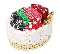 Fafeims Kit di Cucito in Miniatura delle Bambole, Mini Cesto di Cucito in Scala 1:12 con Forbici e Tessuto, 1,57x1,18 Pollici di Mestiere in Legno per Decorazioni per la Casa delle