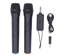 Fafeims Microfono Dinamico, Microfono Wireless da 1 a 2, Microfoni Cardioidi Doppi Dinamici con Riduzione del Rumore e Batteria da 1800 MAh per la Raccolta Domestica per Feste di Karaoke