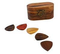 Fafeims Scatola per le Scelte di Chitarra in Legno con 5 Pc Portatili Leggeri di Delicati Liscio