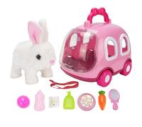 Fafeims Simulazione Elettrica Bunny, Giocattolo di Coniglio di Peluche Interattivo con Orecchie in Movimento e Gabbia, Esperienza Realistica per le Ragazze di età Compresa tra 5,6,7,8