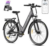 Fafrees Bici Elettrica 28" con APP Bicicletta Elettrica da 36V14.5Ah Batteria Rimovibile Ebike per Adulti, Autonomia di 55-110km Pedalata Assistita,con Schermo LCD,7 Velocità,Grigio,Supporto Telefono