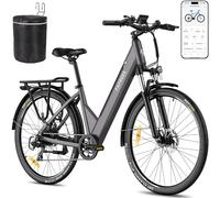 Fafrees Bici Elettrica 28" con APP Bicicletta Elettrica da 36V14.5Ah Batteria Rimovibile Ebike per Adulti, Autonomia di 55-110km Pedalata Assistita, con Schermo LCD, 7 Velocità, Grigio, Cestino