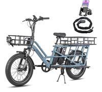 Fafrees Bici Elettrica per Adulti 20"×3.0 Fat Tire Bicicletta Elettrica 48V/12Ah×2 Due Batterie Rimovibile,Capacità di Carico Extra-Large 200KG,Supporto per Telefono,Cestino Posteriore,Blu