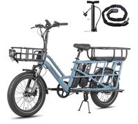 Fafrees Bici Elettrica per Adulti 20"×3.0 Fat Tire Bicicletta Elettrica 48V/12Ah×2 Due Batterie Rimovibile, Capacità di Carico Extra-Large 200KG, Autonomia 140KM, Pompa per Bici, Blu