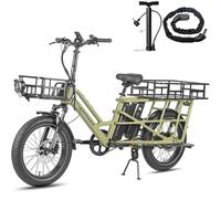 Fafrees Bici Elettrica per Adulti 20"×3.0 Fat Tire Bicicletta Elettrica 48V/12Ah×2 Due Batterie Rimovibile, Capacità di Carico Extra-Large 200KG,Autonomia 140KM,Pompa per Bici,Cestino Posteriore,Verde