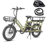 Fafrees Bici Elettrica per Adulti 20"×3.0 Fat Tire Bicicletta Elettrica 48V/12Ah×2 Due Batterie Rimovibile, Capacità di Carico Extra-Large 200KG, Autonomia 140KM, Caschi, Verde