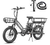 Fafrees Bici Elettrica per Adulti 20"×3.0 Fat Tire Bicicletta Elettrica 48V/12Ah×2 Due Batterie Rimovibile, Capacità di Carico Extra-Large 200KG, Autonomia 140KM, Pompa per Bici, Grigio