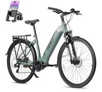 Fafrees Bici Elettrica per Adulti da 36V15Ah Batteria Rimovibile Bicicletta Elettrica con Pedalata Assistita Ebike 700C, Autonomia di 90-110km, con Schermo LCD, 7 Velocità, Verde, Supporto Telefono