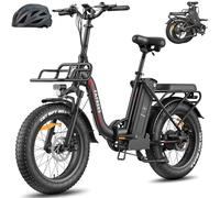 Fafrees Bici Elettrica Pieghevole 20"×4.0" Fat Tire EBike 48V30Ah Batteria Rimovibile 7 Velocità Bicicletta Elettrica Uomo Donna Adulti, Freni a Disco Meccanici, Nero, con Casco