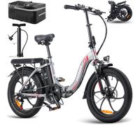 Fafrees Bici Elettrica Pieghevole Adulto da 36V16Ah Batteria Rimovibile Motore 250W Bicicletta Elettrica Autonomia di 60-130 km Ebike, Freni a disco idraulici, 7 Velocità, Grigio, con Pompa