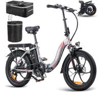 Fafrees Bici Elettrica Pieghevole Adulto da 36V16Ah Batteria Rimovibile Motore 250W Bicicletta Elettrica Autonomia di 60-130 km Ebike, Freni a disco idraulici, 7 Velocità, Grigio, con Cestino