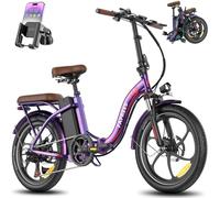 Fafrees Bici Elettrica Pieghevole da 36V25Ah Batteria Rimovibile Bicicletta Elettrica, Autonomia di 95-120 km E-bike,20"×3.0 Fat Tire 7 Velocità ebike da per Ogni Terreno,Supporto per telefono,Viola