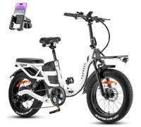 Fafrees Bici Elettrica Pieghevole da 48V30Ah Batteria Rimovibile Bicicletta Elettrica, Autonomia di 120-200 km E-bike, 20"×4.0 Fat Tire, Doppia Sospensione, 7 Velocità, Supporto per telefono, Bianco