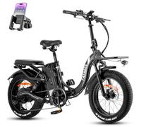 Fafrees Bici Elettrica Pieghevole da 48V30Ah Batteria Rimovibile Bicicletta Elettrica, Autonomia di 120-200 km E-bike, 20"×4.0 Fat Tire, Doppia Sospensione, 7 Velocità, Supporto per telefono, Nero