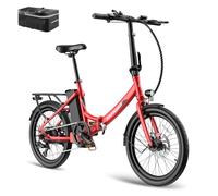 Fafrees Bici Elettrica Pieghevole Donna Uomo 20 Pollici, 36V 16.75Ah Bicicletta Elettrica 250W Ebike da Città, 90KM Pedalata Assistita E-bike, 7 Velocità, F20 Light Upgrade Rosso