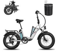 Fafrees Bici Elettrica Pieghevole Due Batterie 48V/20.8Ah×2 Bicicletta Elettrica, 20"×4.0 Fat Tire, Autonomia 95-160km, Mountain Bike Ebike per Adulti Uomo Donna, 7 Velocità, con Borsa, Bianco