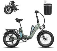 Fafrees Bici Elettrica Pieghevole Due Batterie 48V/20.8Ah×2 Bicicletta Elettrica, 20"×4.0 Fat Tire, Autonomia 95-160km, Mountain Bike Ebike per Adulti Uomo Donna, 7 Velocità,con Borsa, Verde