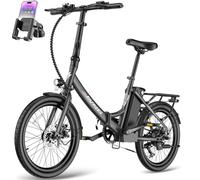 Fafrees Bici Elettrica Pieghevole F20 Light Bicicletta Elettrica Batteria Rimovibile 36V16.75Ah 250W,Autonomia 130KM,7 Velocità,Freni a Disco,Uomo Donna,Città e Pendolari,Supporto per Telefono,Nero