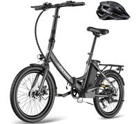 Fafrees Bici Elettrica Pieghevole F20 Light Bicicletta Elettrica Batteria Rimovibile 36V16.75Ah 250W, Autonomia 130KM, 7 Velocità, Freni a Disco, Uomo Donna, per Città e Pendolari, con Caschi, Nero