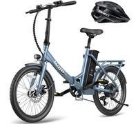 Fafrees Bici Elettrica Pieghevole F20Lasting Bicicletta Elettrica da 36V18.2Ah Batteria Rimovibile, Autonomia 190KM, 7 Velocità, Bici Pieghevole da Città per Uomo Donna, con Caschi, Blu