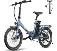 Fafrees Bici Elettrica Pieghevole F20Lasting Bicicletta Elettrica da 36V18.2Ah Batteria Rimovibile, Autonomia 190KM, 7 Velocità, Bici Pieghevole da Città per Uomo Donna, con Pompa da Bici, Blu