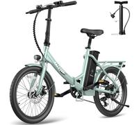 Fafrees Bici Elettrica Pieghevole F20Lasting Bicicletta Elettrica da 36V18.2Ah Batteria Rimovibile, Autonomia 190KM, 7 Velocità, Bici Pieghevole da Città per Uomo Donna, con Pompa da Bici, Verde