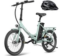 Fafrees Bici Elettrica Pieghevole F20Lasting Bicicletta Elettrica da 36V18.2Ah Batteria Rimovibile, Autonomia 190KM, 7 Velocità, Bici Pieghevole da Città per Uomo Donna, con Caschi, Verde