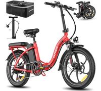 Fafrees Bici Elettrica Pieghevole [Ufficiale] Bicicletta Elettrica per Adult con 250W Motore & 36V20Ah Batteria Rimovibilei 20" E-City Bike Portatile a Pedalata Assistita, Rossa, con Pompa