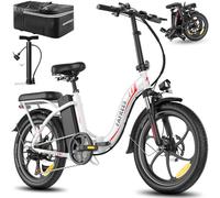 Fafrees Bici Elettrica Pieghevole [Ufficiale] Bicicletta Elettrica per Adult con 250W Motore & 36V20Ah Batteria Rimovibilei 20" E-City Bike Portatile a Pedalata Assistita, Bianco, con Pompa