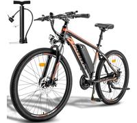 Fafrees Bicicletta Elettrica 26" Bici Elettrica Mountain Bike 21 Velocità Batteria Rimovibile 36V13Ah EBike Uomo Donna Adulti, Freni a Disco Meccanici, Autonomia di 80-100km, Nero, con Pompa da Bici