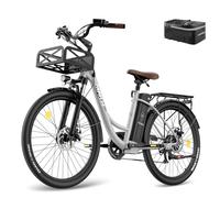 Fafrees F26 LASTING Bici Elettrica, 250W Bici Elettrica per Adulti, 36V 20,3Ah Batteria, Cestino anteriore, City E-Bike da 26 Pollici, Autonomia 160KM (Grigio)