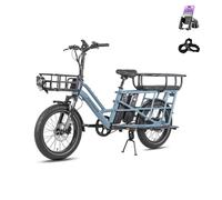 Fafrees FF20 CUV Bici Elettrica Pieghevole Pedalata Assistita, Ebike Uomo Donna Doppia Batteria (48V 24AH) Lunga Autonomia, Bicicletta Elettrica da Città (Sedile posteriore per 2 bambini, Blu)