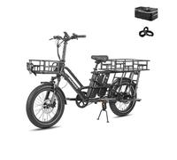 Fafrees FF20 CUV Bici Elettrica Pieghevole Uomo Donna, Ebike 250W a Pedalata Assistita con Doppia Batteria 140KM Autonomia, Bicicletta Elettrica con Cestino (Esteso-Portapacchi posteriore, Nero)